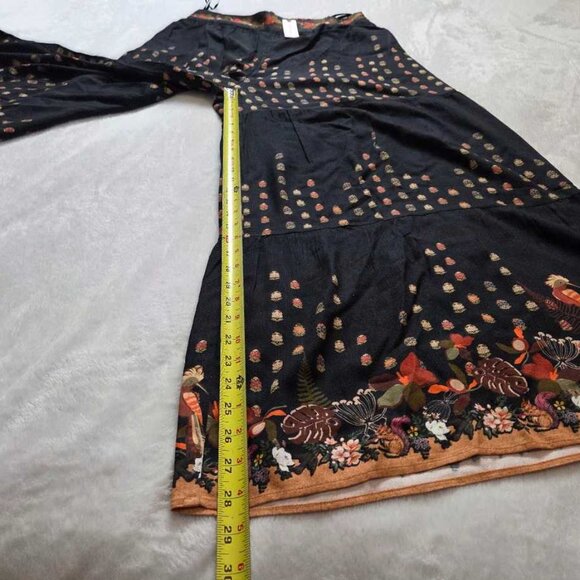 New L Ranna Gill x Anthropologie tiered wide-leg pants in black pattern - Picture 7 of 10